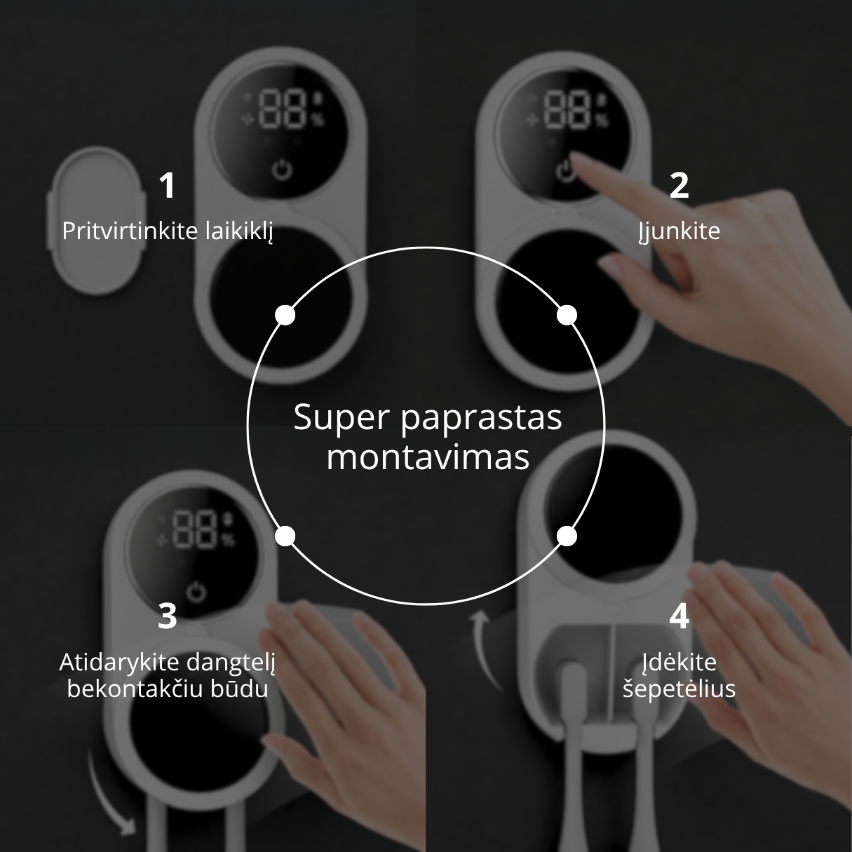 Dantų šepetėlių UV sterilizatorius OVIA UV Duo - Image 12